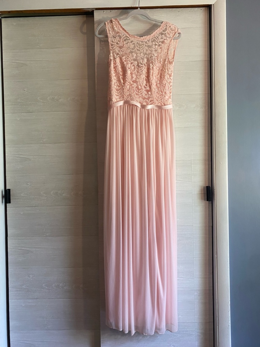 Blush Pink Lace Bodice Maxi Dress
